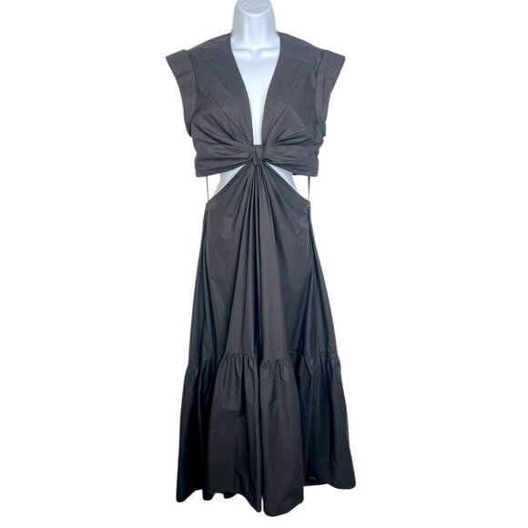 A.L.C. Alexandria Dress Black Cut Out Fit and Flare Cotton Midi Maxi 8 - Picture 8 of 16